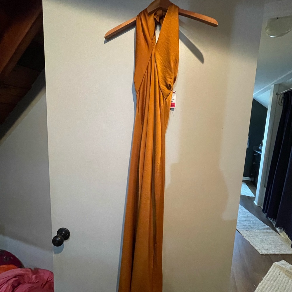 Satin burnt orange dress